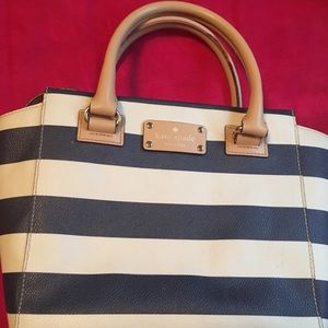 Kate Spade navy an white striped purse